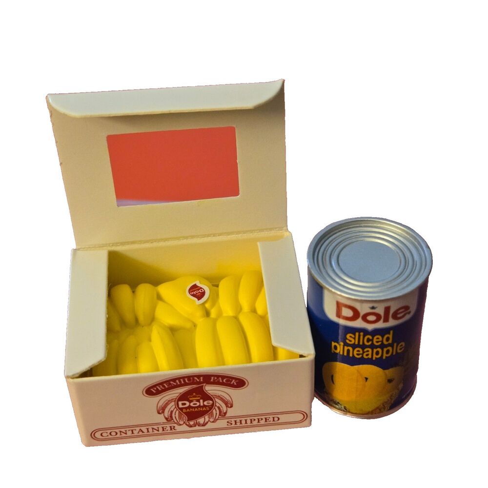 Zuru Mini Brands Retro Dole Box of Bananas and Pineapple Can Dollhouse Diorama